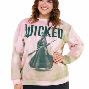 WICKED Universal City Studios Airbrush Graphic Oversized Crewneck Sweatshirt